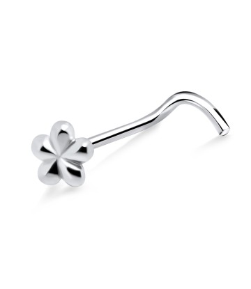 Flower Silver Curved Nose Stud NSKB-794